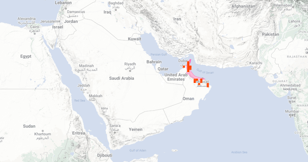 Echis omanensis distribution map